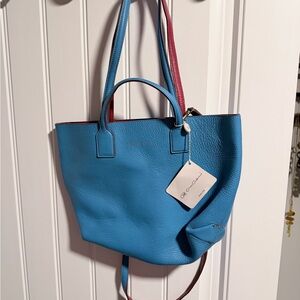 Cruciani Blue and Red Leather Tote